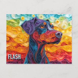 Doberman Paper Quilling Art Dog Portrait Postkarte