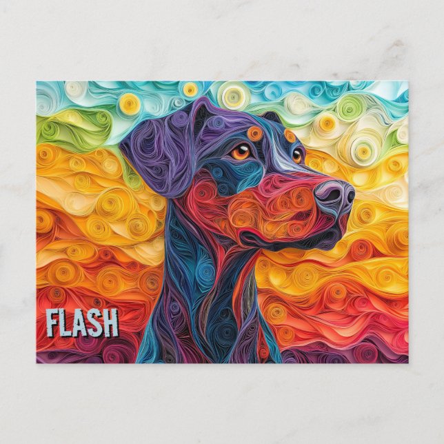 Doberman Paper Quilling Art Dog Portrait Postkarte (Vorderseite)