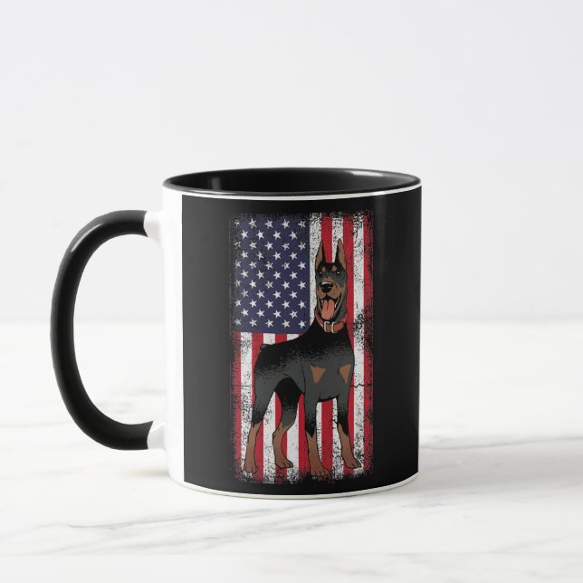 Doberman Pinscher American Flag Canine Whisperer  Tasse (Links)