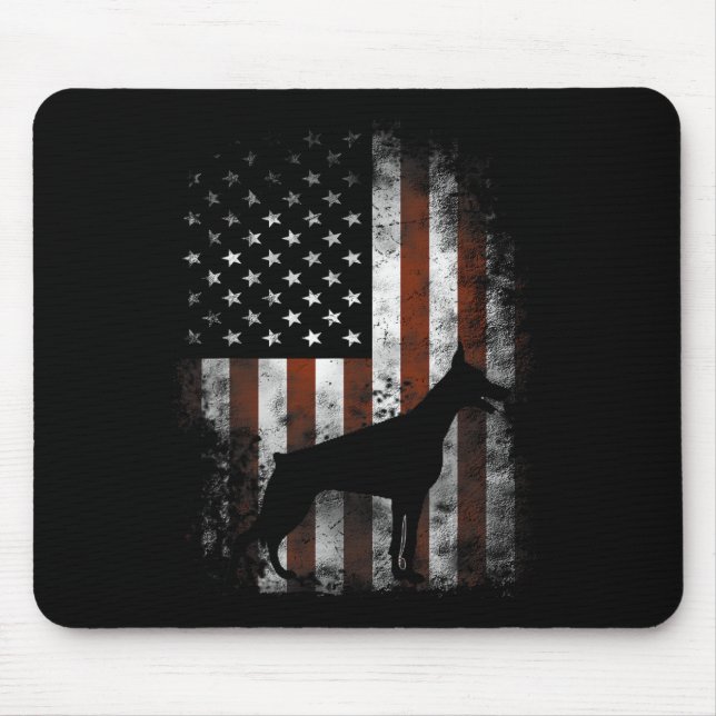 Doberman Pinscher American Flag Patriotische Gesch Mousepad (Vorne)