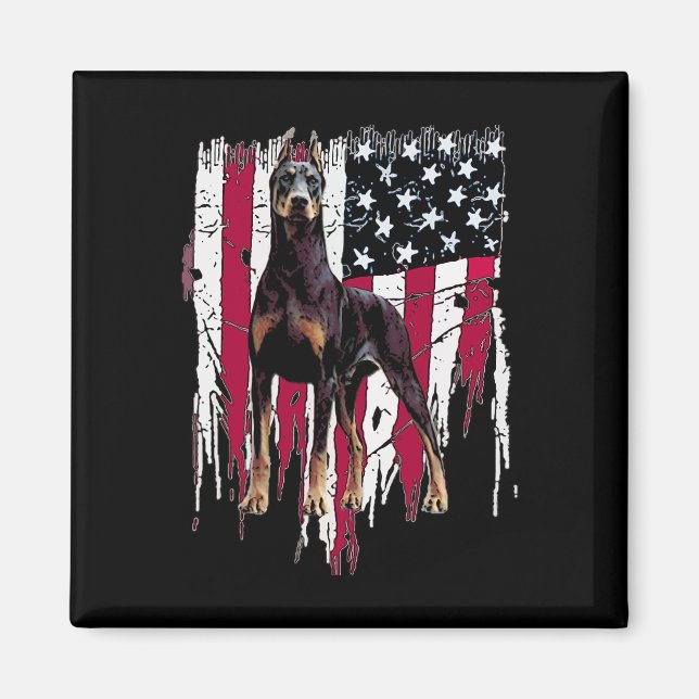 Doberman Pinscher American Flag Usa Awesome  Magnet (Vorne)