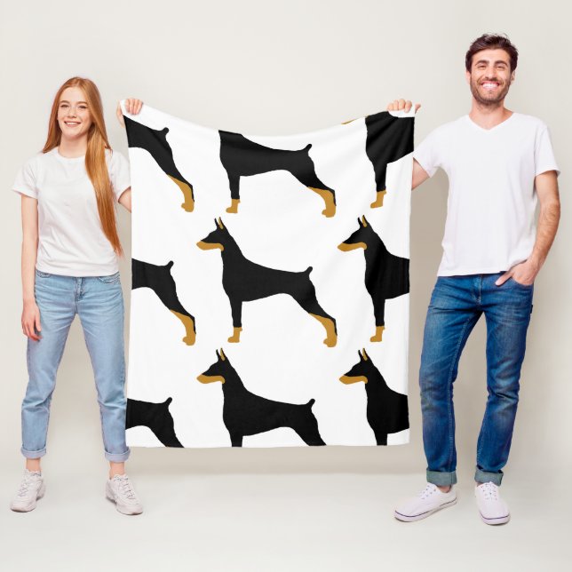 Doberman Pinscher Black and tan Silhouette Fleecedecke (Beispiel)