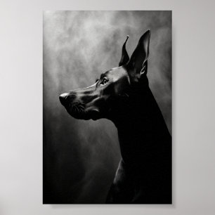 Doberman Pinscher Black and White Poster