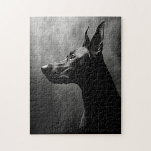 Doberman Pinscher Black and White Puzzle