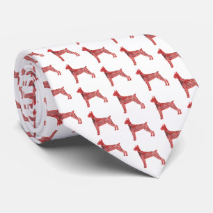 Doberman Pinscher Christmas Dog Silhouette White Krawatte