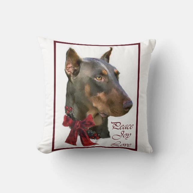 Doberman Pinscher Christmas Kissen (Vorderseite)