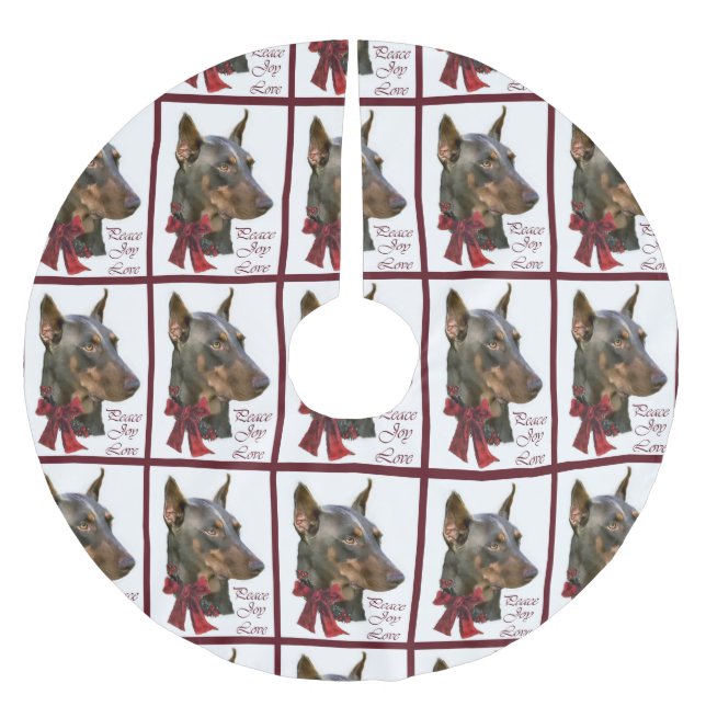 Doberman Pinscher Christmas Polyester Weihnachtsbaumdecke (Vorderseite)