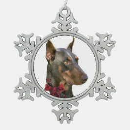 Doberman Pinscher Christmas Schneeflocken Zinn-Ornament