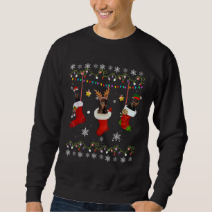 Doberman Pinscher Christmas Socks Lights Dog Lover Sweatshirt