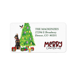 Doberman Pinscher Christmas Tree Rücksendeadresse Adressaufkleber