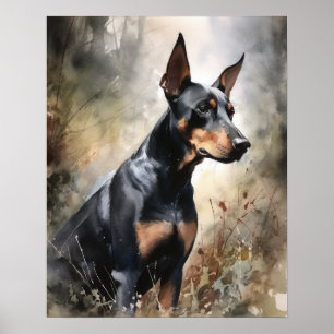 Doberman Pinscher Dog Art Print Poster