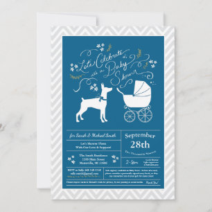 Doberman Pinscher Dog Baby Shower Blue Boy Einladung