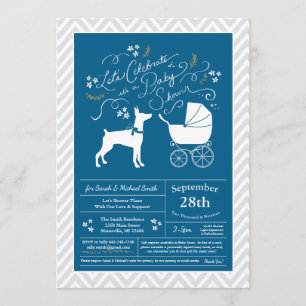 Doberman Pinscher Dog Baby Shower Blue Boy Einladung