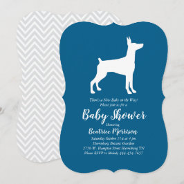 Doberman Pinscher Dog Baby Shower Blue Boy Einladung