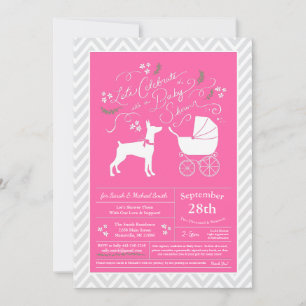 Doberman Pinscher Dog Babydusche Pink Girl Doberma Einladung
