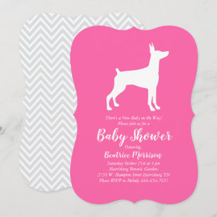 Doberman Pinscher Dog Babydusche Pink Girl Einladung