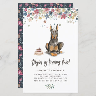 Doberman Pinscher Dog Birthday Einladung