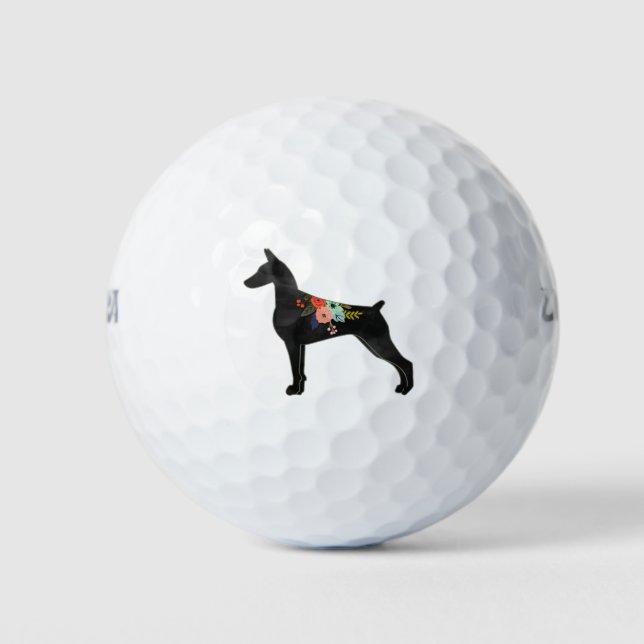 Doberman Pinscher Dog Breed Boho Silhouette Golfball (Vorderseite)