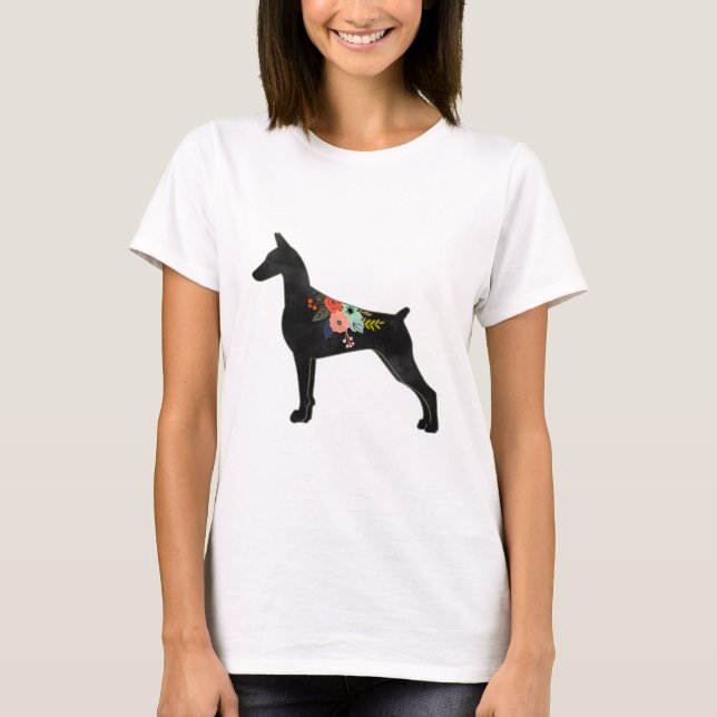 Doberman Pinscher Dog Breed Boho Silhouette T-Shirt (Vorderseite)