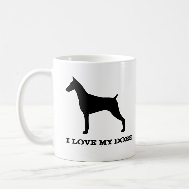 Doberman Pinscher Dog Breed Silhouetten Custom Tasse (Links)