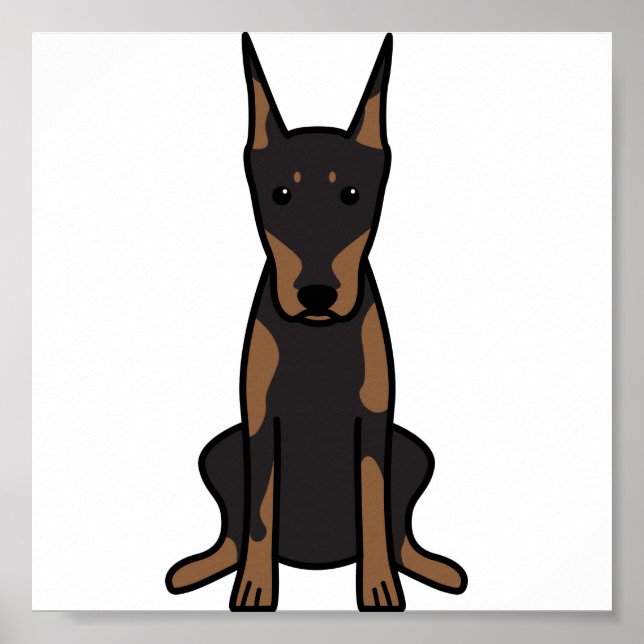 Doberman Pinscher Dog Cartoon Poster (Vorne)