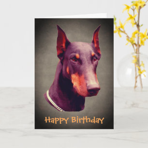 Doberman Pinscher Dog Face Birthday Card Karte