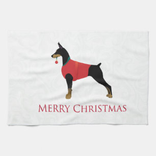 Doberman Pinscher Dog Frohe Weihnachtsgestaltung Geschirrtuch