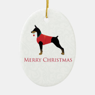Doberman Pinscher Dog Frohe Weihnachtsgestaltung Keramik Ornament