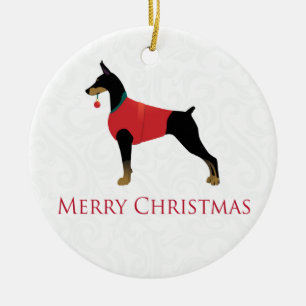 Doberman Pinscher Dog Frohe Weihnachtsgestaltung Keramik Ornament