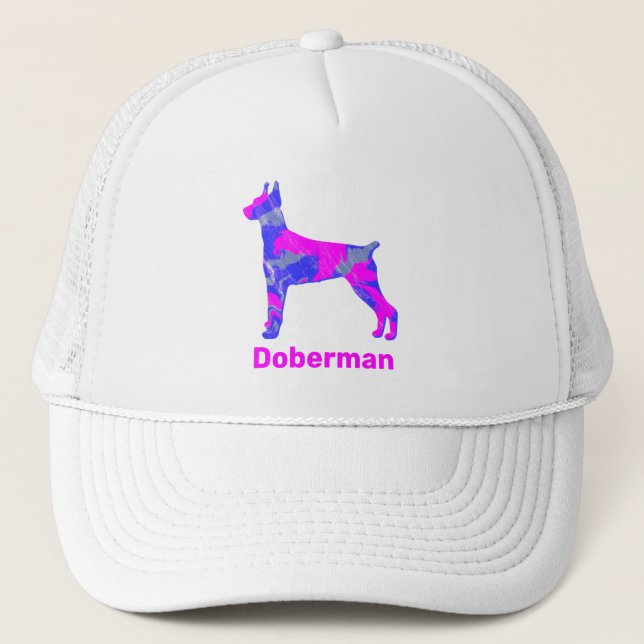 Doberman Pinscher Dog Niedlich Pink Silhouette Cus Truckerkappe (Vorderseite)