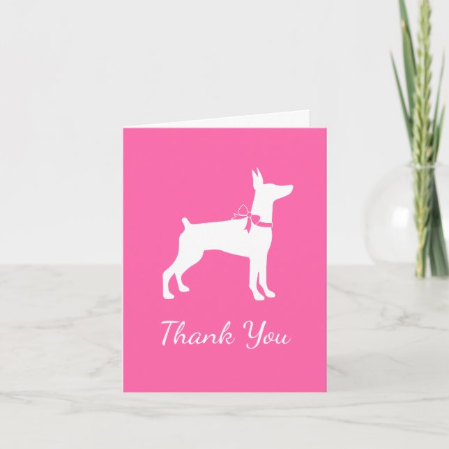 Doberman Pinscher Dog Pink Girl Danke, Cards Dankeskarte (Vorderseite)