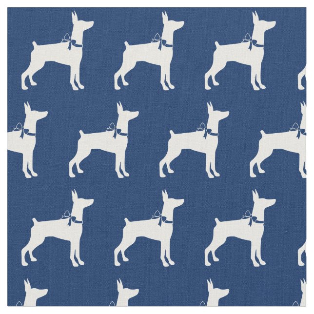 Doberman Pinscher Dog Silhouette Dobermann Navy Bl Stoff (Nahaufnahme)