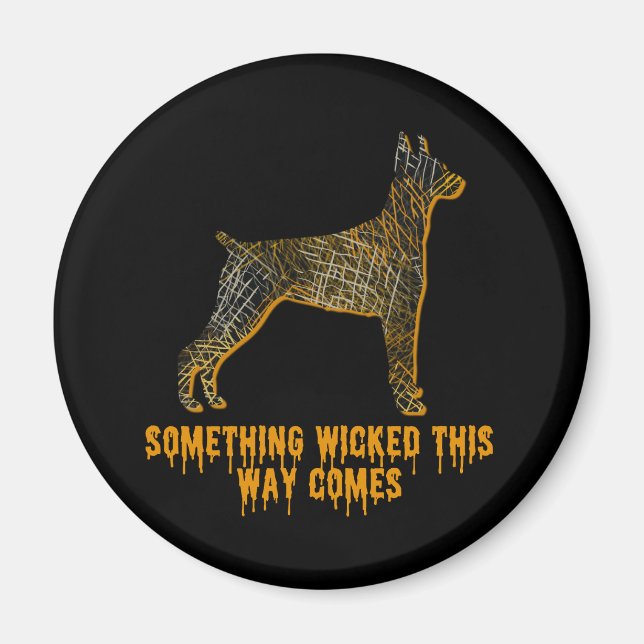 Doberman Pinscher Dog Silhouette Fun Halloween Magnet (Vorne)