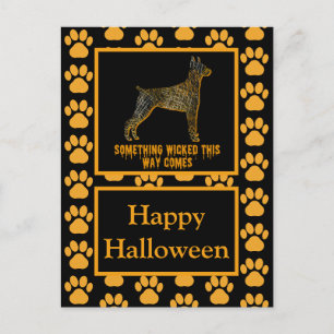 Doberman Pinscher Dog Silhouette Happy Halloween Postkarte