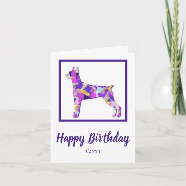 Doberman Pinscher Dog Silhouette PPY&B Geburtstag Karte (Vorderseite)
