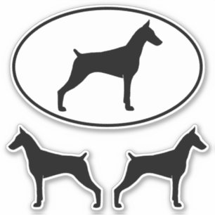 Doberman Pinscher Dog Silhouetten Sticker Set