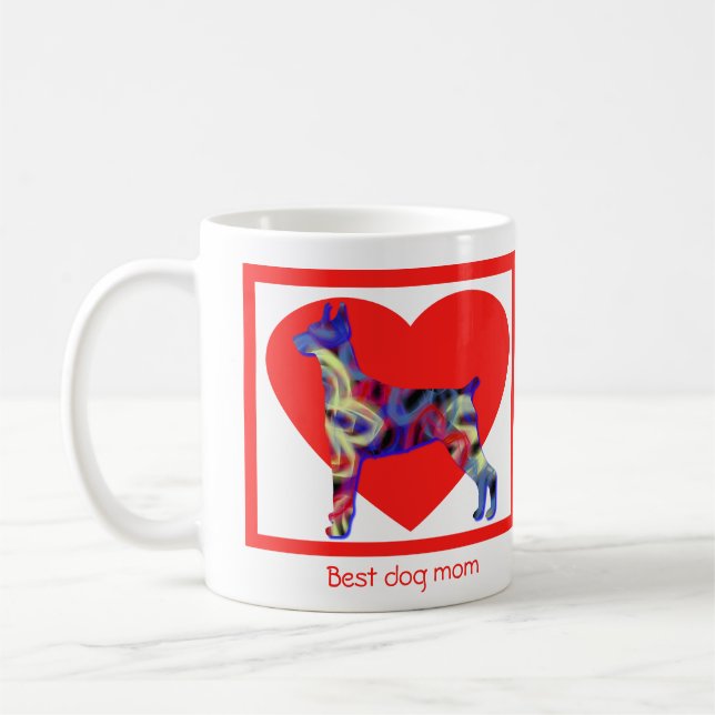 Doberman Pinscher Dog Valentinstag Rotes Herz Kaffeetasse (Links)