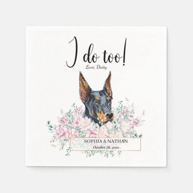 Doberman Pinscher Dog Wedding Cocktail Napkins Serviette (Vorderseite)