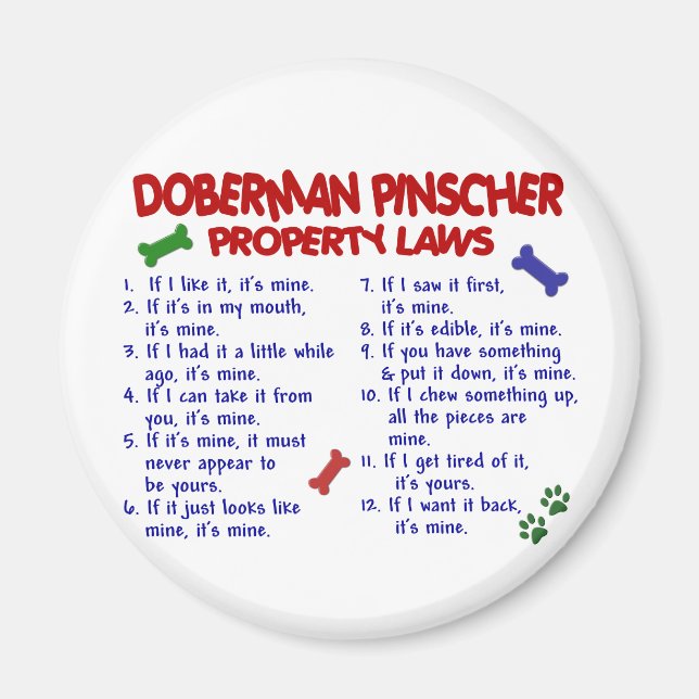 DOBERMAN PINSCHER Eigentumsrecht 2 Magnet (Vorne)