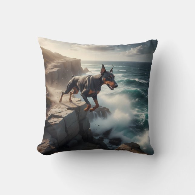 Doberman Pinscher Elegant Throw Pillow Kissen (Vorderseite)