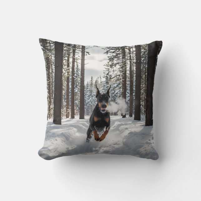 Doberman Pinscher Elegant Throw Pillow Kissen (Vorderseite)