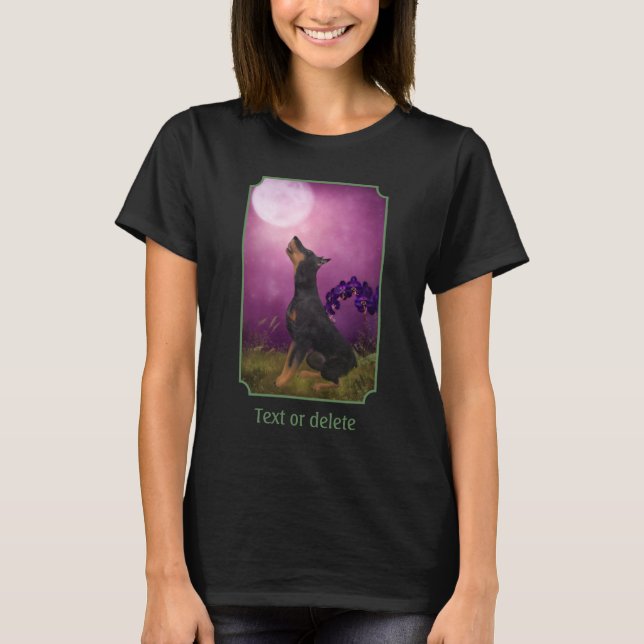 Doberman Pinscher Fantasy Orchids Dog Art  T-Shirt (Vorderseite)