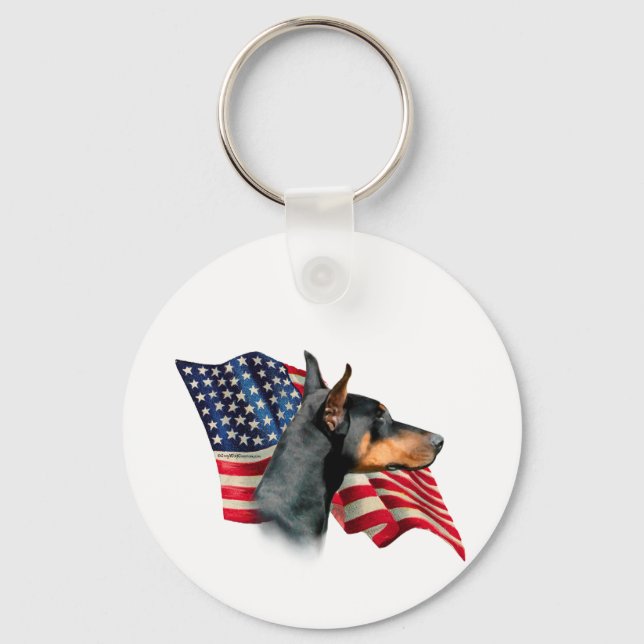 Doberman Pinscher Flag Schlüsselanhänger (Vorderseite)