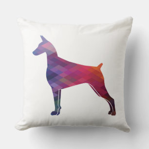 Doberman Pinscher Geometric Muster Lila Kissen