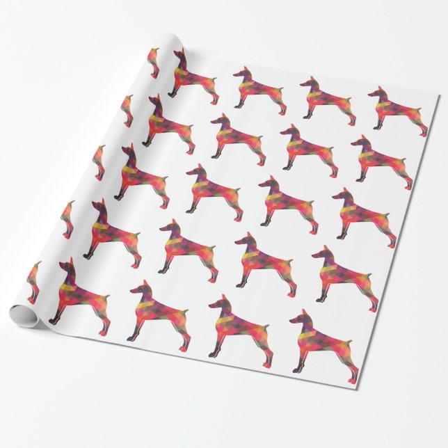 Doberman Pinscher Geometric Patten Silhouette Geschenkpapier (Ungerollt)