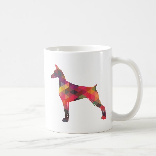Doberman Pinscher Geometric Patten Silhouette Kaffeetasse (Rechts)