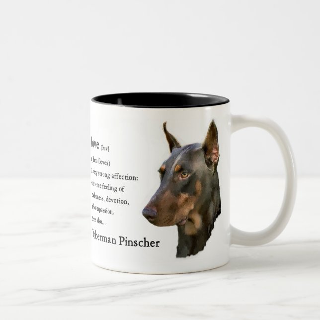 Doberman Pinscher Gifts Zweifarbige Tasse (Rechts)