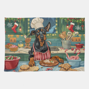Doberman Pinscher Holiday Baking Feierliche Weihna Geschirrtuch