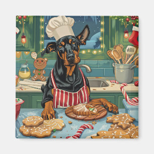 Doberman Pinscher Holiday Baking Feierliche Weihna Magnet