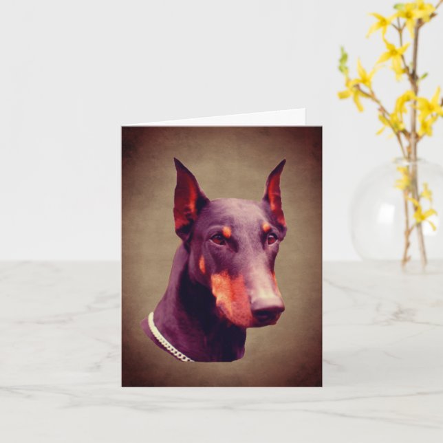 Doberman Pinscher Hund - Gesichtshinweis Karte (Gelbe Blume)